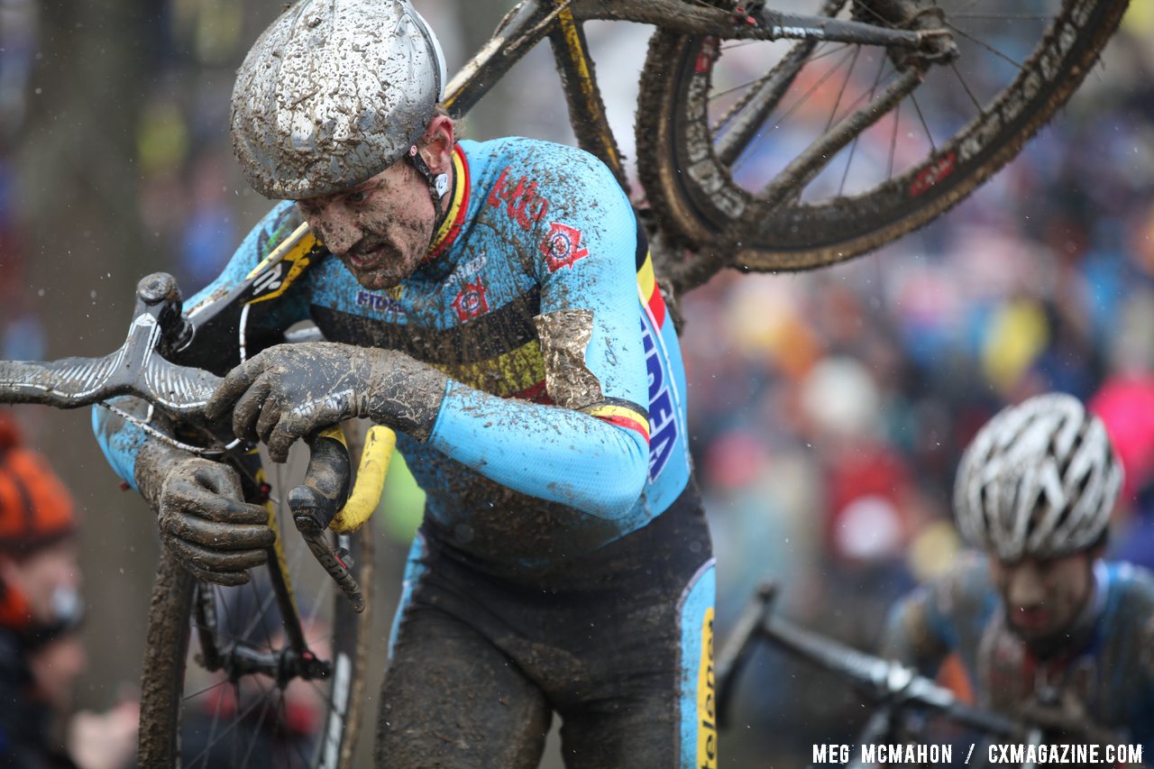 Photo: Bart Wellens, shown here at the 2013 Worlds, continued his impressive form with a win ahead of newly crowned World Champion Sven Nys.