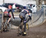 Going from the starting straight and back into the mud at 2013 Cyclocross World Championship Masters Men 40-44. © Cyclocross Magazine