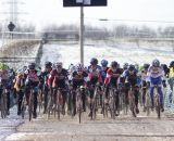 The race for the holeshot at the 2013 Cyclocross World Championships, Masters 45-49. © Cyclocross Magazine