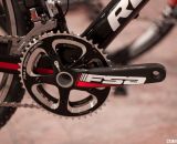 The Redline Conquest Team carbon cyclocross bike is outfitted with an FSA Energy BB30 crankset that features carbon crank arms, and alloy 46/34T cross-specific chainrings. © Cyclocross Magazine