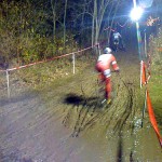 Record rains made for record mud for Jingle Cross Day 1. Troy Wells attacks the muddy climb. © Jaredy Roy