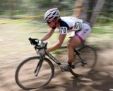 Sherwin railed the descents to open up her gap on Studley. Raleigh Midsummer Night cyclocross race. © Cyclocross Magazine Sherwin railed the descents to open up her gap on Studley. Raleigh Midsummer Night cyclocross race. © Cyclocross Magazine