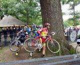 Ian Field makes his way around the natural barriers. Cyclocross Magazine