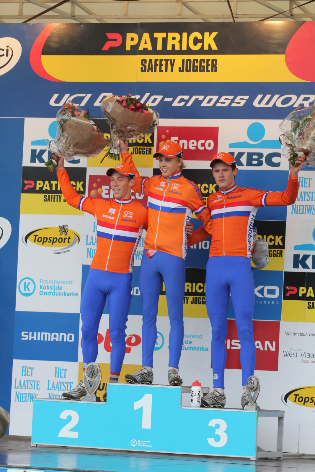 The U23 men's podium at Koksijde. Thomas van Bracht