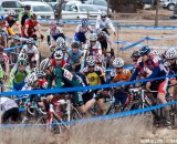Pile-up on the first lap of the men's 15-16 race. ©Brian Nelson
