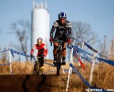 Weston Schempf leads Brian Wilichoski early on in the Masters Men 35-39 race at the 2012 Cyclocross National Championships. ©Tim Westmore