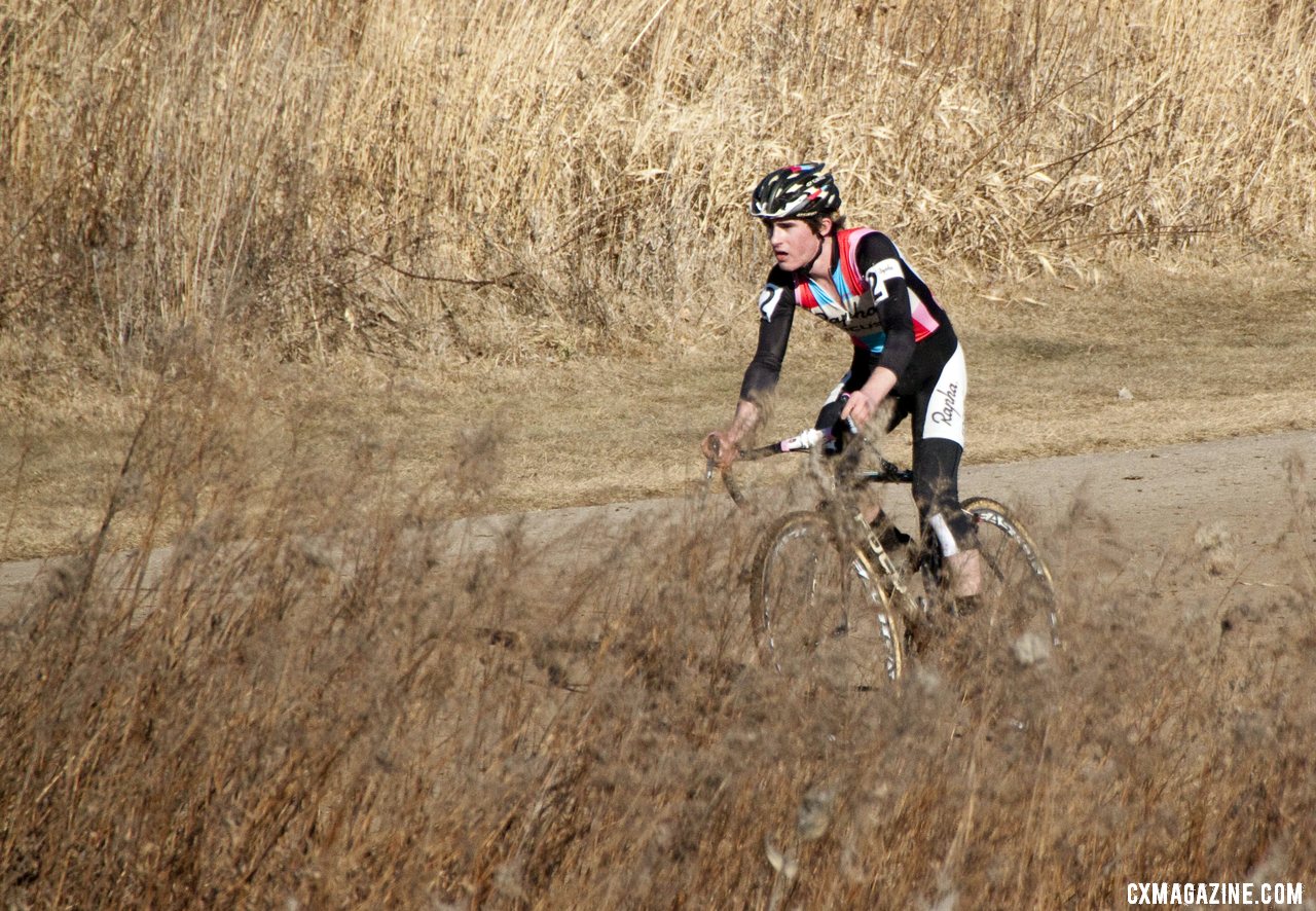 Zach McDonald rides away from the field to take his first U23 title. Cyclocross Magazine