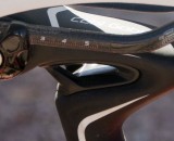 A carbon leaf spring provides up to 18mm in travel and should withstand the rigors of cyclocross and remounts. ©Cyclocross Magazine A carbon leaf spring provides up to 18mm in travel and should withstand the rigors of cyclocross and remounts. ©Cyclocross Magazine