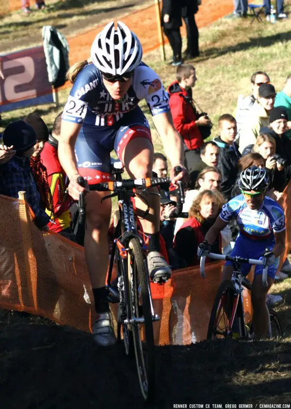 Katie Compton on the hill.  Renner Custom CX Team, Gregg Germer