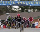 The Elite Men sprint off the line at Baystate Cyclocross 2012.