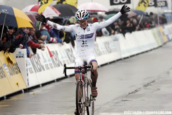 Photo: Katie Compton, shown here at Koksijde, won again today at Roubaix.  Bart Hazen.