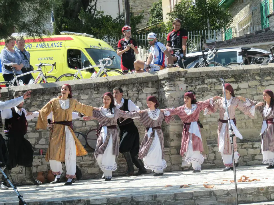 Photo: Dancing and bikes combined in Pano Lefkara.