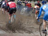 A deep puddle in the starting straight woke up the Masters racers on their first lap. © Cyclocross Magazine A deep puddle in the starting straight woke up the Masters racers on their first lap. © Cyclocross Magazine