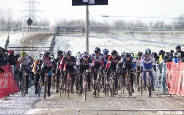 The 45-49 Men launching off the line for the 2013 World Title race © Cyclocross Magazine