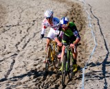 Johnson and Takenouchi in the sand. Johnson and Takenouchi in the sand.