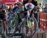 Trebon takes the barriers at the Raleigh cyclocross race at Sea Otter. © Cyclocross Magazine Trebon takes the barriers at the Raleigh cyclocross race at Sea Otter. © Cyclocross Magazine