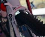 These aren't new cyclocross brakes, this is just Paxson's road machine with clinchers put on an hour before race end. © Cyclocross Magazine These aren't new cyclocross brakes, this is just Paxson's road machine with clinchers put on an hour before race end. © Cyclocross Magazine