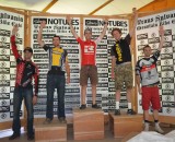 Cyclocrosser Justin Lindine tops the podium, while Brian Matter takes third at the Trans-Sylvania Epic stage race. © Cyclocross Magazine
