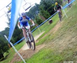 Georgia Gould running the short track race before falling short in a sprint for second as Davison took the win. © Cyclocross Magazine