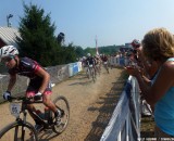Skyler Trujillo snags the holeshot in the U23 race at MTB Nationals. © Cyclocross Magazine