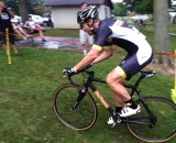 Brad White (Moms In Tow Cyclocross) stormed to defend his top podium spot and take the coveted winner's jersey. © Kristie Hancock