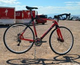A horizontal top tube gives this bike a classy silhouette
