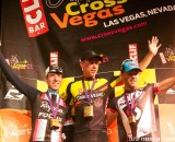 Sven Nys stands tall above Jeremy Powers and Geoff Kabush. Cross