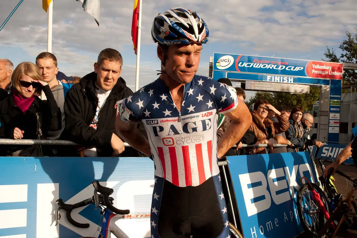 Photo: The only American Elite Male at Valkerburg, Jonathan Page, post-race.  Thomas van Bracht. 