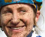 Amy Dombroski had a smile for everyone. © Nathan Hofferber / Cyclocross Magazine