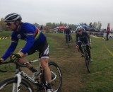 Russell Stevenson (Voler Custom CX), left, leads Steve Fisher (Raleigh - HIFI) in the men's elite race. © Robert Grunau