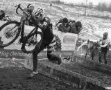 Russel Stevenson running to a 2013 Masters 35-39 Cyclocross National Championship win.© Cyclocross Magazine