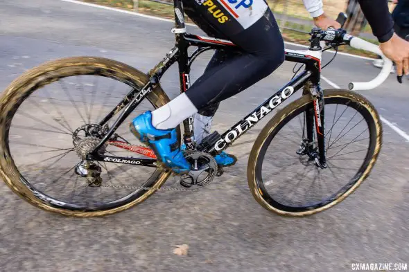 Photo: Niels Albert with Shimano R785 hydraulic disc brakes at the 2013 Koppenbergcross.  Cyclocross Magazine. 