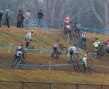 Women slipping at sliding at Baystate Cyclocross Day 2 2013. © Russ Campbell