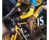 Wout van Aert finishing second in Jaarmaarktcross Niel against the pros. © Kurt van Hout
