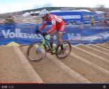 Screenshot: Cody Kaiser hopping the barriers at the U23 2014 Cyclocross National Championships.