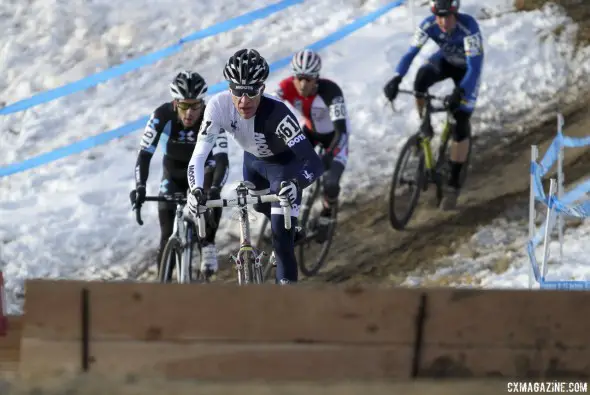 Jon Cariveau leads Tim Faia, Kenny Wehn and Don Myrah with Robson off the front. © Cyclocross Magazine