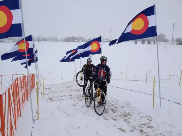 Photo: It was a little snowy for racers at Boulder this weekend. Photo courtesy of Brook Watts. 