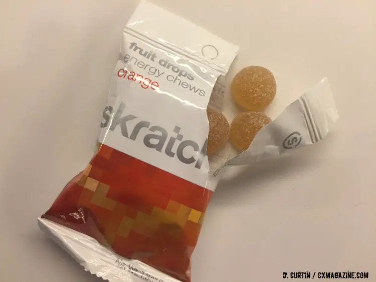 Skratch Fruit Drops come in 10-piece packages, which counts as two servings. ©️ Daniel Curtin / Cyclocross Magazine
