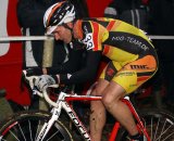 Rene Birkenfield puts his head down and pedals on at the Superprestige. © Bart Hazen