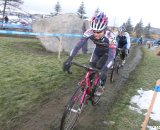 Defending 40+ champ Gina Hall leading eventual winner Wendy Williams. © Cyclocross Magazine