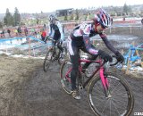 Gina Hall didn&#039;t want to wait for a sprint but Wendy Williams held on to outkick Hall. © Cyclocross Magazine