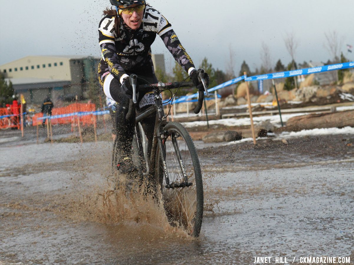 The pit was right next to a big puddle. Cyclocross Nationals Day 2 © Janet Hill