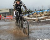 The pit was right next to a big puddle. Cyclocross Nationals Day 2 © Janet Hill