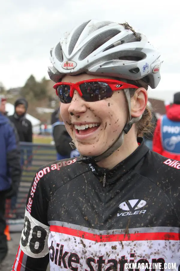 Devon Haskell is all smiles after winning her second national championship. © Cyclocross Magazine
