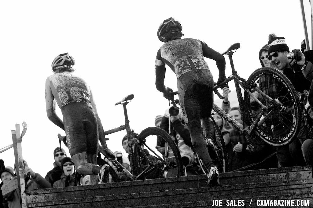 The second-to-last ascent of the stairs. U23 Race, 2010 Cyclocross National Championships © Joe Sales