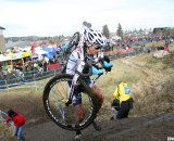 Nicole Duke was as high as third before crashing and finishing sixth. 2010 Cyclocross National Championships, Women&#039;s Race. © Cyclocross Magazine