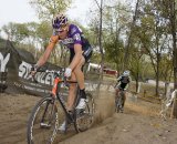 Ryan Trebon in the lead early in the race motors through the sand with Jeremy Powers in pursuit © Greg Sailor – VeloArts