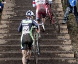 Todd Wells (Cal Giant-Specialized) leads Jeremy Powers (Cannondale-CyclocrossWorld.com) up the stairs, Men's Elite ©Tim Westmore Wells and Powers