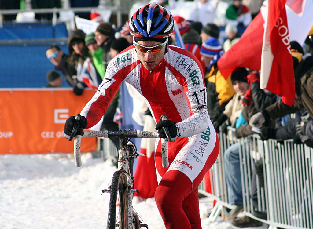 Pawel Szczepaniak took to the front early and escaped late. 2010 U23 Cyclocross World Championships. ? Bart Hazen