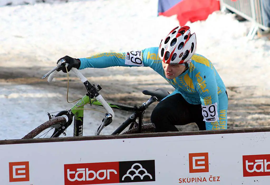 Kazak Andrey Ryzhov had a rough race, getting lapped with three to go. 2010 U23 Cyclocross World Championships. ? Bart Hazen